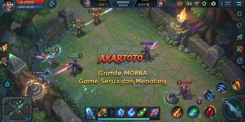 Screenshot gameplay AKARTOTO yang seru dan strategis dalam pertempuran MOBA.
