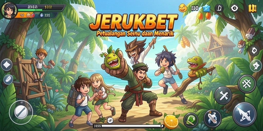 Screenshot gameplay JERUKBET yang menampilkan aksi karakter anime.