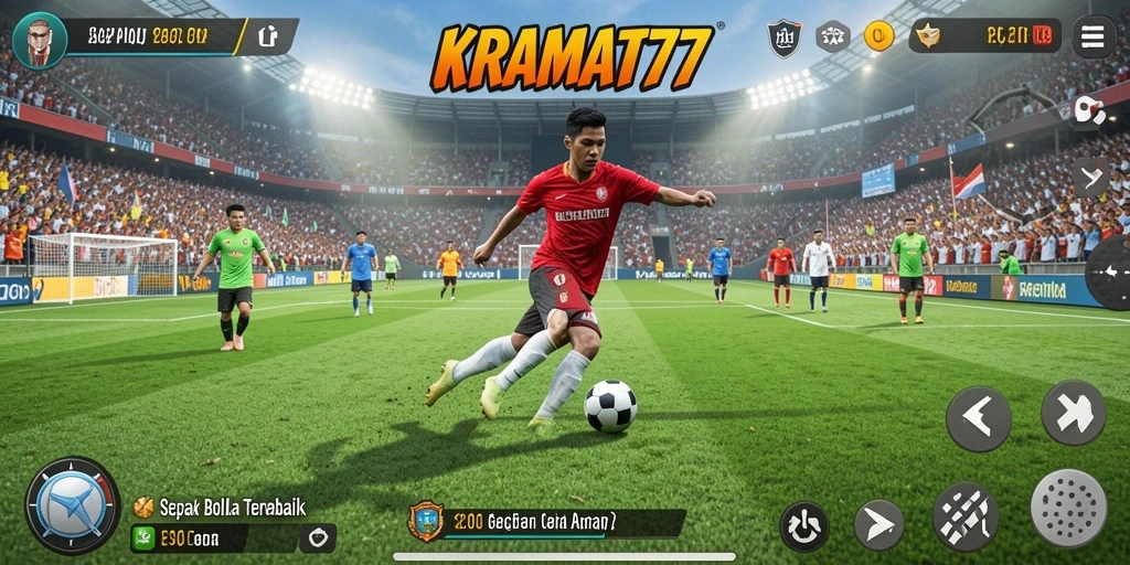 Tampilan gameplay utama KRAMAT77 dengan aksi seru di lapangan.
