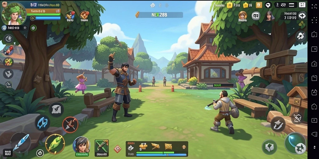 Tampilan gameplay <strong>NEX288</strong> yang ceria dan interaktif.