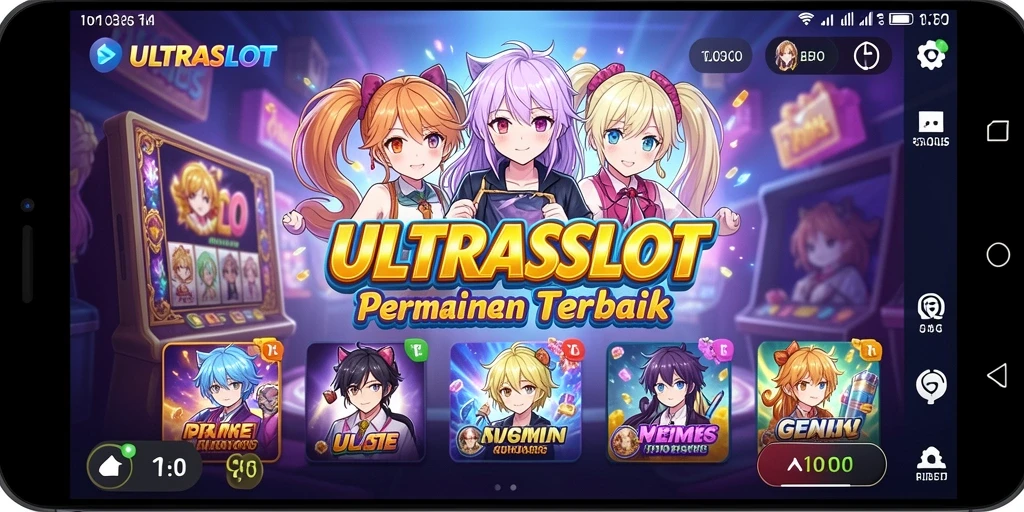 Tampilan utama ULTRASLOT dengan gameplay unik bertema anime.